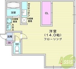 アーバンテラスN37 1Kの間取図画像