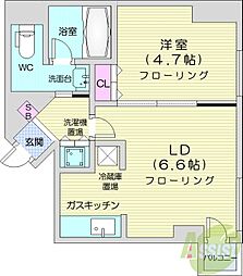クオーレ円山公園 1LDKの間取図画像
