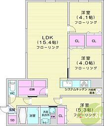 アーバス南10条 3LDKの間取図画像