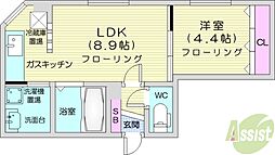 フラッツリド 1DKの間取図画像
