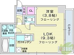 札幌レジデンス植物園 1LDKの間取図画像