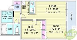 山鼻ハイム 2LDKの間取図画像