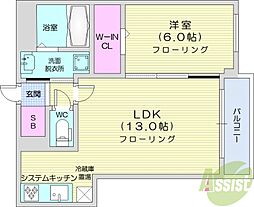 リッシュレーブ 1LDKの間取図画像