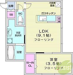 ALPHA RESIDENCE 円山北2条(アルファレジデンス円山北2条) 1LDKの間取図画像