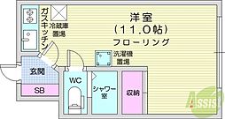 プレジデント円山 ワンルームの間取図画像