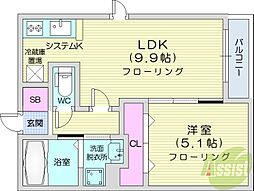 Atlantis Hassamu 1LDKの間取図画像