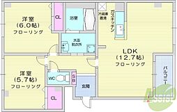 グリーンフィールド1 2LDKの間取図画像