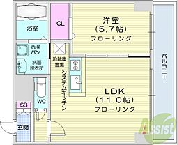 レゾ札幌 1LDKの間取図画像