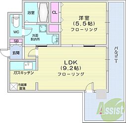 グラン・シェ・モア中島公園安念ビル 1LDKの間取図画像
