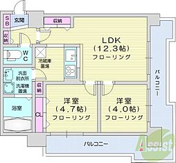UURコート札幌北三条 2LDKの間取図画像