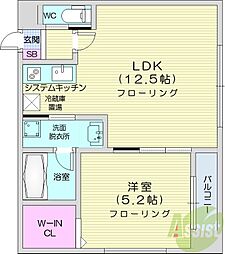 F022円山 1LDKの間取図画像