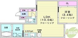 Kulta大通 1LDKの間取図画像