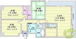 アルファスクエア円山 3LDKの間取図画像