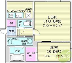 NOVA山鼻 1LDKの間取図画像