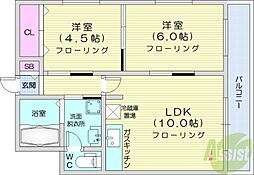 操ビル 2LDKの間取図画像