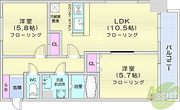 HeLm21 2LDKの間取図画像