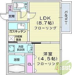 フェリーク 1LDKの間取図画像