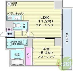N6ウエスト11・M 1LDKの間取図画像