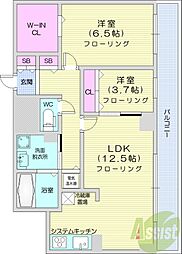 レシディア大通り西 2LDKの間取図画像