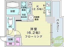 パシフィックタワー札幌 1Kの間取図画像