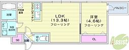 プランドールルノン北1条 1LDKの間取図画像