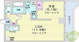 グランカーサ永山公園通east 1LDKの間取図画像