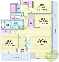 札幌市西区琴似一条5丁目マンション 3LDKの間取図画像