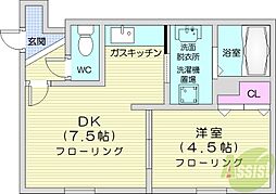ツインズ大通弐番館 1DKの間取図画像