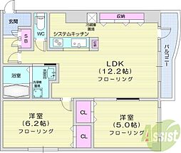 ミルフォードガーデン 2LDKの間取図画像