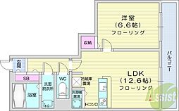 PRIMEURBAN札幌リバーフロント 1LDKの間取図画像