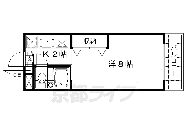 リバティベル 208｜京都府京都市右京区太秦中筋町(賃貸マンション1K・2階・19.44㎡)の写真 その2