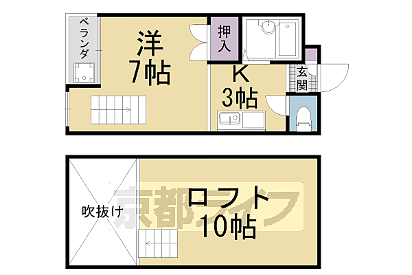 グランドールトキ 406｜京都府京都市右京区常盤西町(賃貸マンション2K・4階・38.00㎡)の写真 その2