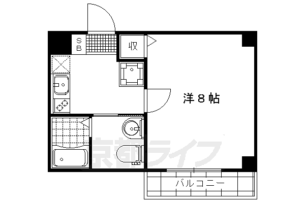 ブライトハイムＡ棟 203｜京都府京都市右京区梅津前田町(賃貸マンション1K・2階・23.86㎡)の写真 その2