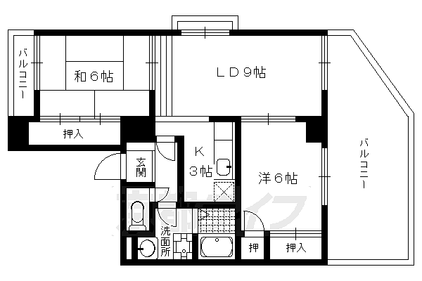 グランベルジュール 405｜京都府京都市北区大宮中総門口町(賃貸マンション2LDK・4階・49.19㎡)の写真 その2