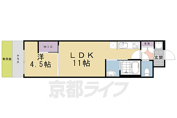 京都府京都市南区八条源町(賃貸マンション1LDK・1階・35.49㎡)の写真 その2