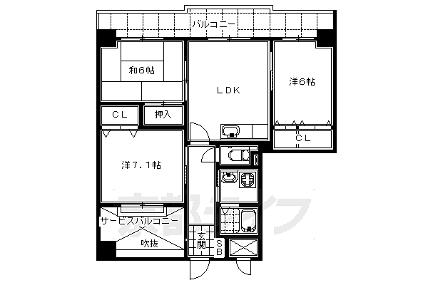 京都府京都市下京区西七条東御前田町(賃貸マンション3LDK・1階・65.91㎡)の写真 その2