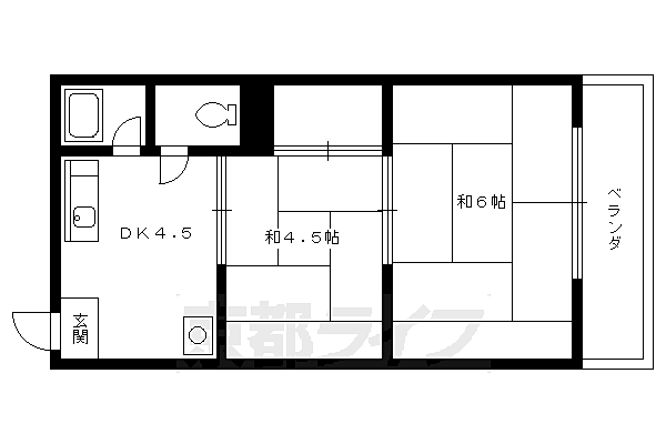 第一柊谷ハイツ 208｜京都府京都市北区上賀茂柊谷町(賃貸アパート2DK・2階・30.00㎡)の写真 その2