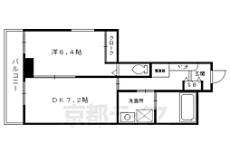 ルミノーサ三条小川 4階1DKの間取り