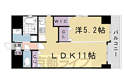 京都市営烏丸線 五条駅 徒歩10分の賃貸マンション 7階1LDKの間取り
