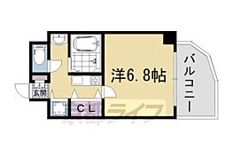 京都市営烏丸線 五条駅 徒歩1分の賃貸マンション 8階1Kの間取り