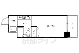 京都市営烏丸線 五条駅 徒歩1分の賃貸マンション 9階1Kの間取り