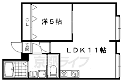 エスターテ太秦広隆寺 1階1LDKの間取り