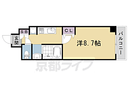 テッケルテスラ 6階1Kの間取り