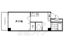 エリーフラッツ西京極 4階1Kの間取り