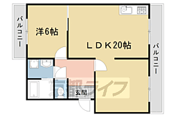 メゾン太秦 1LDKの間取図画像