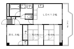 パルテ西京極 5階3LDKの間取り