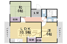 メゾン太秦 2階2LDKの間取り