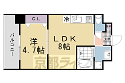 （仮称）千本二条マンション計画 5階1LDKの間取り