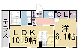 グリナージュ．Ｍ 1階1LDKの間取り