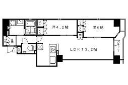 プレミスト京都御池通 4階2LDKの間取り